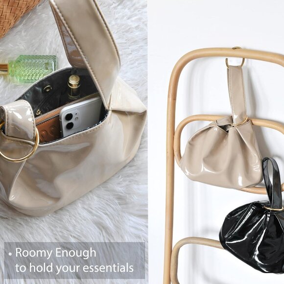 Women's Vegan Leather Clutch Small Tote Night Out Wristlet Stylish - Picture 3 of 7